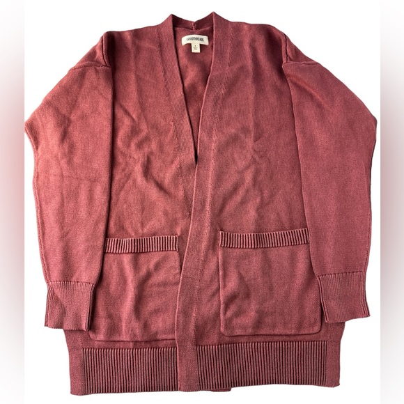 Goodthreads Women Mineral Wash Burgundy Open Cardigan Sweater Size Small - Picture 3 of 11